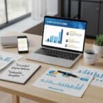 How to Get Powerful Consulting Testimonials and Case Studies That Win More Clients Professional business meeting with consultant presenting case studies and client testimonials on laptop screen, showing charts and positive client feedback reviews for consulting success